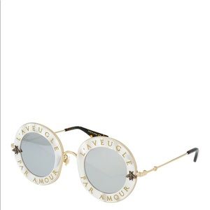 Gucci White L' Aveugle Par Amour Sunglasses